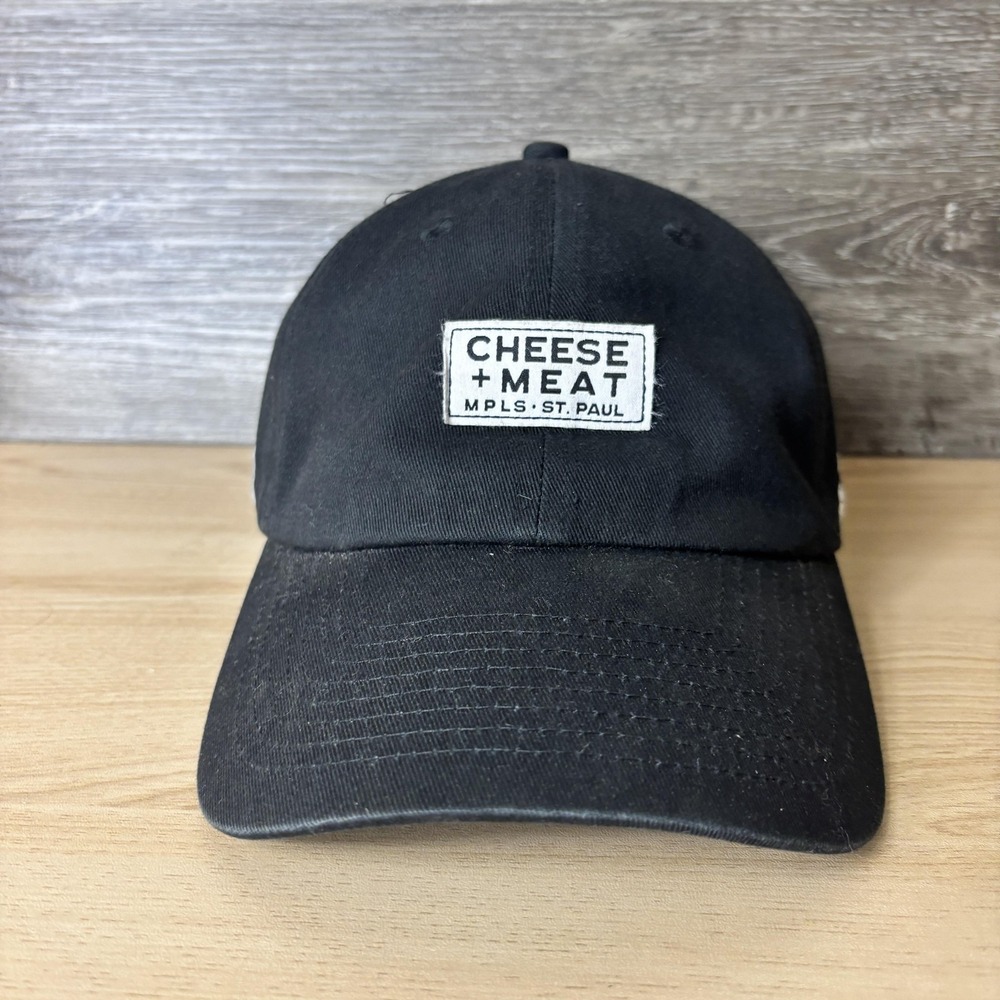Cheese Meat Hat Cap Strap Back Black Patch Minneapolis St Paul F44 Mens